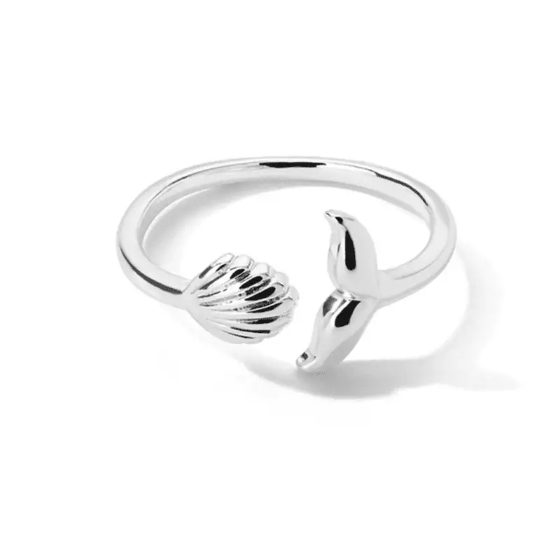 Bague Coquillage Et Queue De Sirène Argent