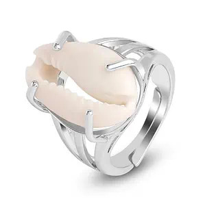 Bague Coquillage Cauri Serti (Argenté)