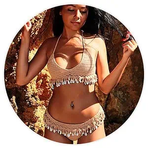 Maillot De Bain Coquillage Bikini Brésilien En Crochet Beige