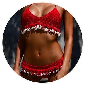 Maillot De Bain Coquillage Bikini Brésilien En Crochet Rouge
