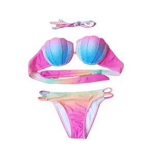 Maillot De Bain Coquillage Sirène Rose Pastel