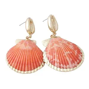 Boucles D'Oreilles Coquillages Pecten Rouge