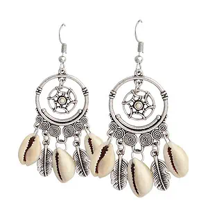 Boucles D'Oreilles Coquillages Cauris Et Plumes