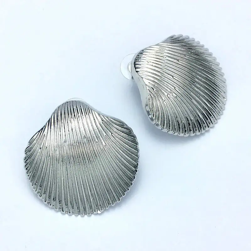 Boucles D'Oreilles Coquillages "Grand Coquillage Argenté" – Image 3