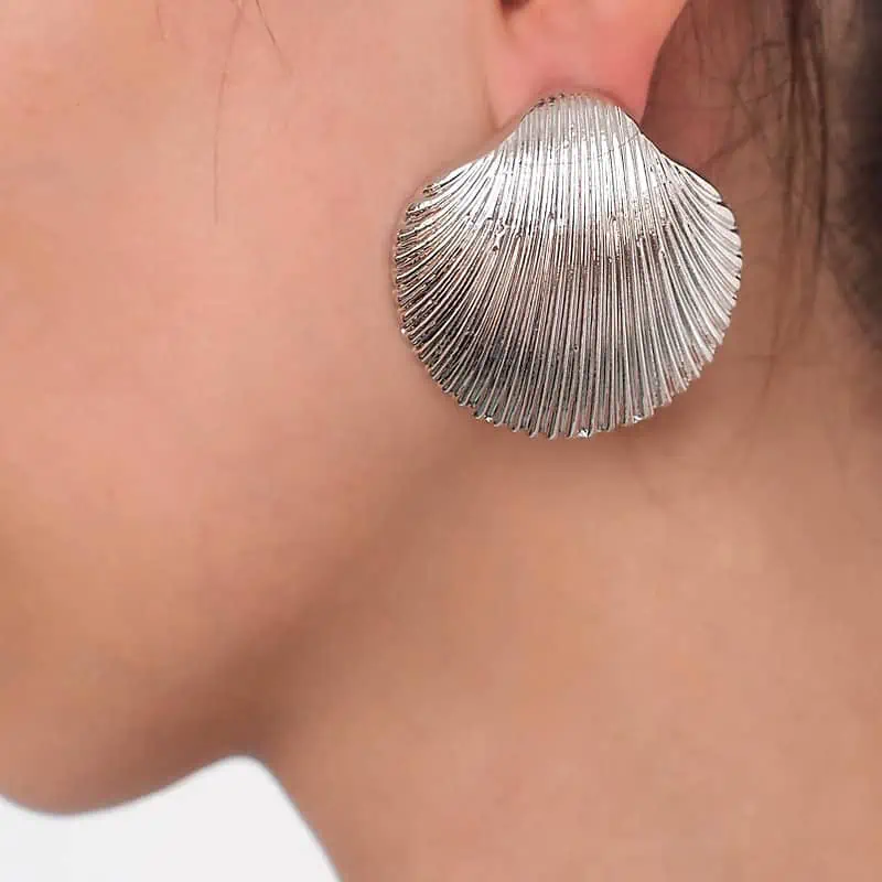 Boucles D'Oreilles Coquillages "Grand Coquillage Argenté" – Image 2