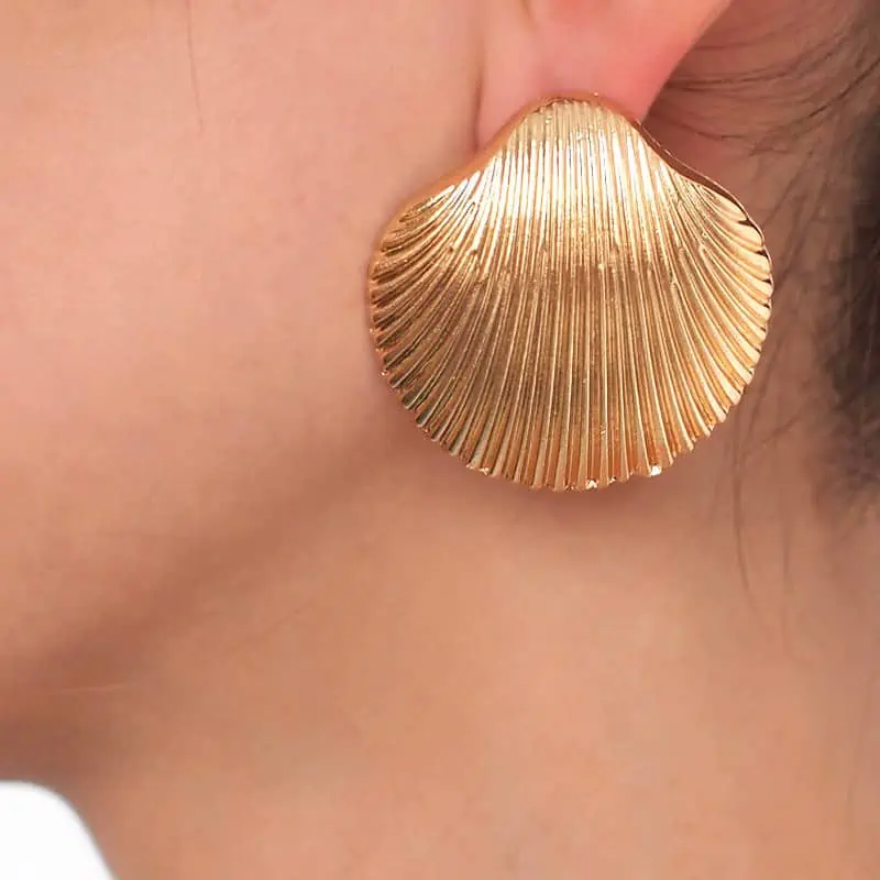 Boucles D'Oreilles Coquillages "Grand Coquillage Doré" – Image 2
