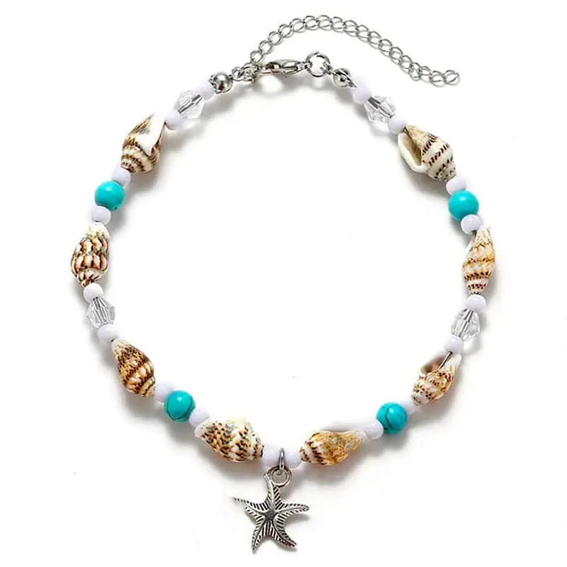 Bracelet Cheville Coquillage  Petit Canarium, Perles Et Étoile De Mer – Image 2