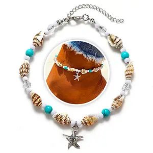 Bracelet Cheville Coquillage  Petit Canarium, Perles Et Étoile De Mer