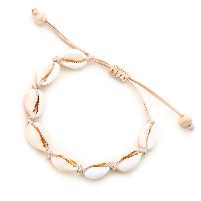 Bracelet Cheville Coquillage Cauris Blancs – Image 2