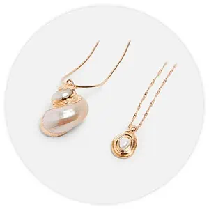 Collier Coquillage Turbo Doré Et Nacré