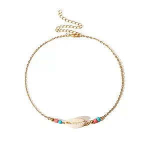 Collier Coquillage Cauri Ras Du Cou Avec Perles Colorées