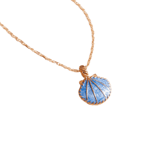 Collier Ras Du Cou Coquillage Émail Bleu