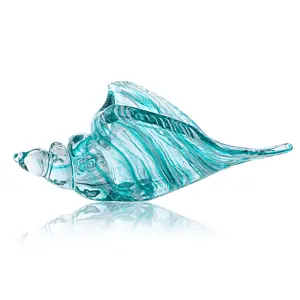 Coquillage Décoration Bleu Clair En Verre Soufflé