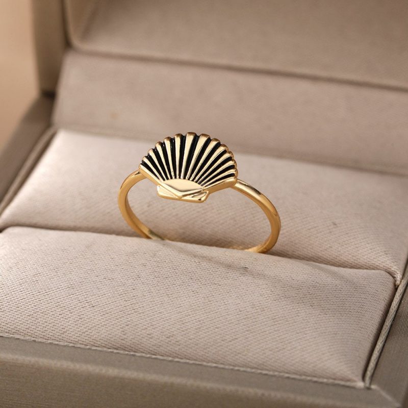 Bague Coquillage Pour Femme En Forme De Coquille Saint-Jacques – Image 2