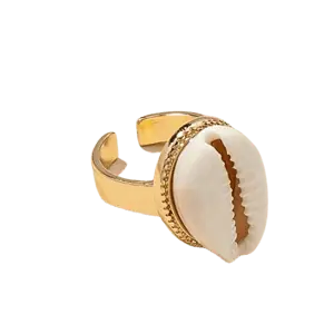 Bague Coquillage Cauri Blanc (Dorée)