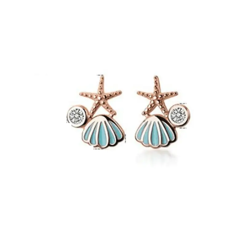Boucles D'Oreilles Coquillages Et Étoile De Mer Or Rose