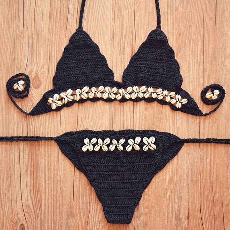 Maillot de bain Coquillage <br/> Crochet Noir – Image 5