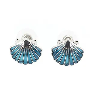 Boucles D'Oreilles Coquillages Coquille Saint-Jacques Bleu Océan