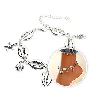 Bracelet Cheville Coquillage  Cauris Argenté