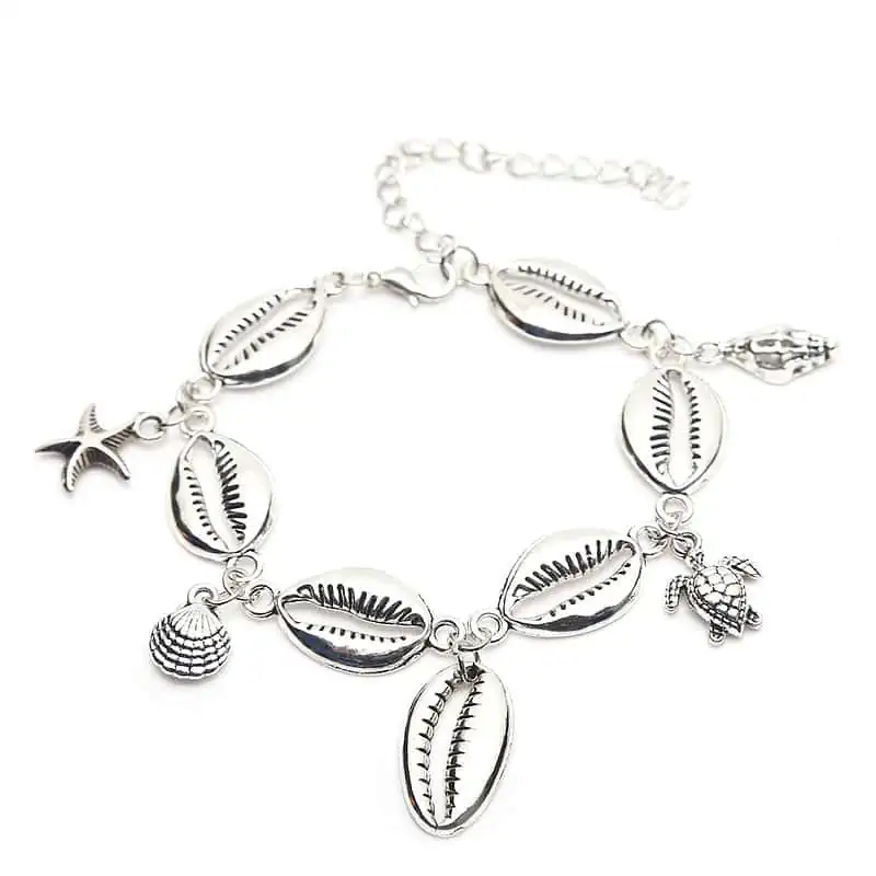 Bracelet Cheville Coquillage  Cauris Argenté – Image 2