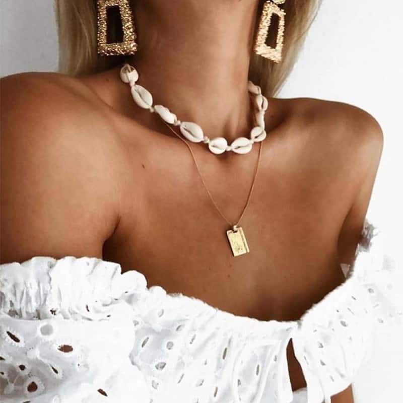 Collier Coquillage Cauri Blanc – Image 2
