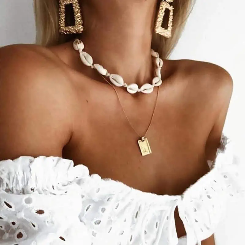 Collier Coquillage Cauri Blanc – Image 2