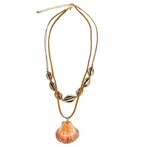 Collier Coquillage Cauris Et Pecten Dorés