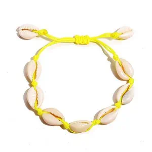 Bracelet Coquillage Cauris Cordon Jaune