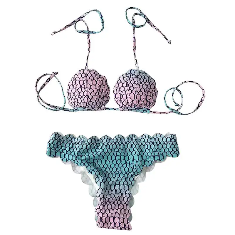 Maillot De Bain Coquillage Bleu Sirène