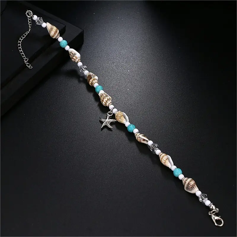 Bracelet Cheville Coquillage  Petit Canarium, Perles Et Étoile De Mer – Image 6