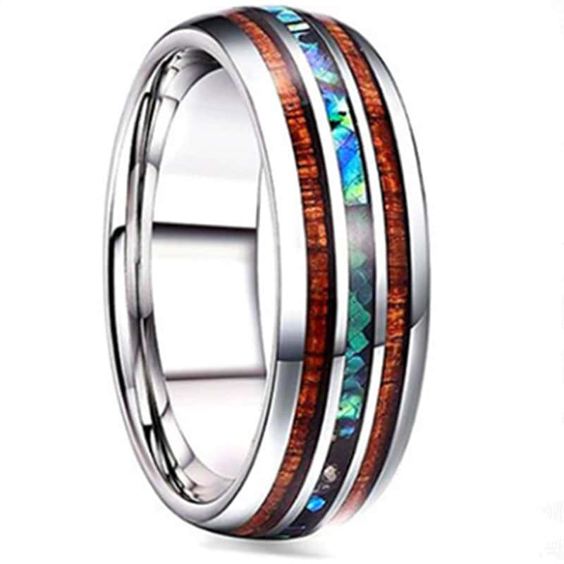 Bague Coquillage Nacre D'Ormeau Et Bois