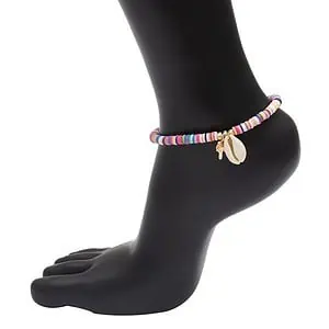 Bracelet Cheville Coquillage Surfeur Perles Multicolores