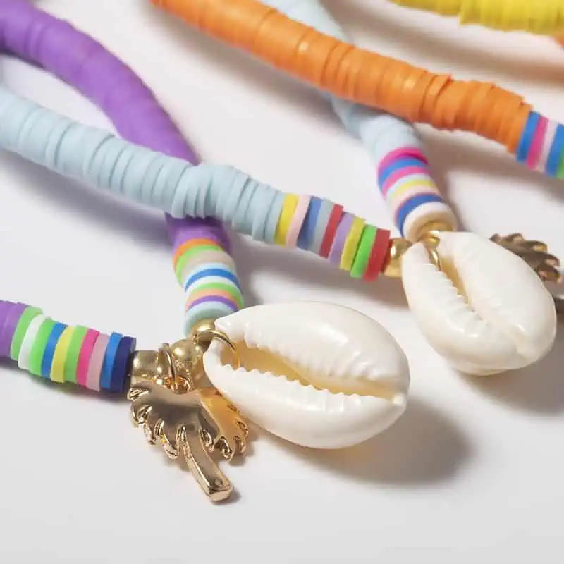 Bracelet Cheville Coquillage Surfeur Perles Mauves – Image 2