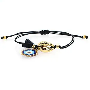 Bracelet Coquillage Cauri Doré Et Oeil Bleu
