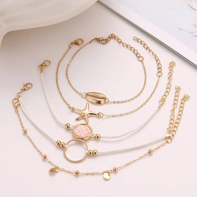 Bracelet Coquillage Multiple Avec Cauri, Étoile De Mer Et Écailles – Image 6