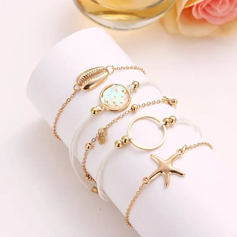 Bracelet Coquillage Multiple Avec Cauri, Étoile De Mer Et Écailles – Image 7