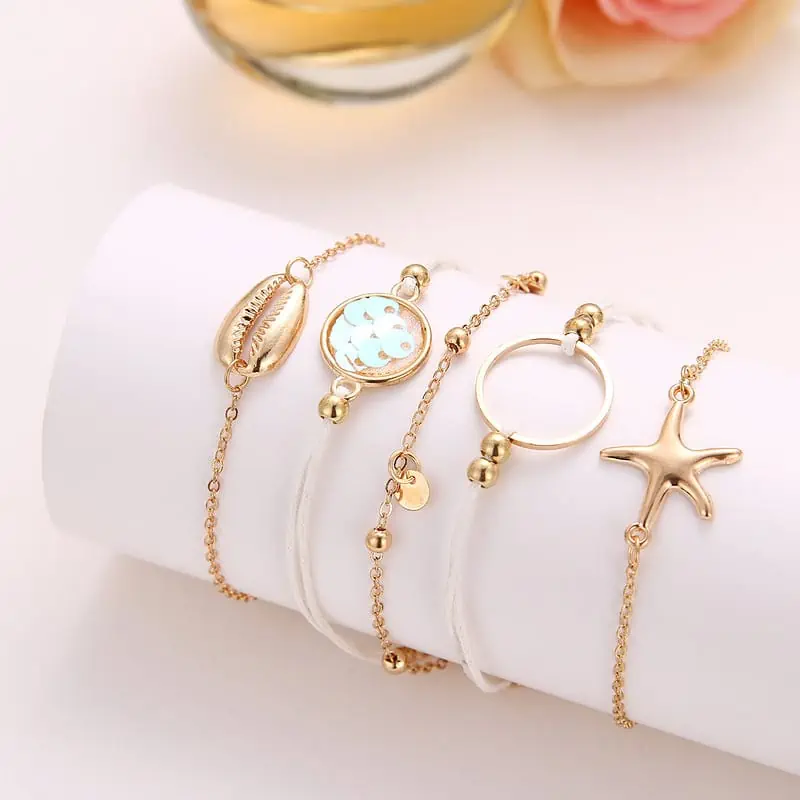 Bracelet Coquillage Multiple Avec Cauri, Étoile De Mer Et Écailles – Image 5