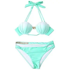 Maillot De Bain Coquillage Sirène Vert Pastel