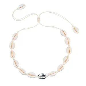 Collier Coquillage Cauri Blanc Et Argent