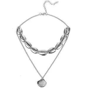 Collier Coquillage Ras Du Cou Pendentif Coquille Argenté