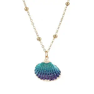 Pendentif Coquillage Bucarde Arc-En-Ciel "Argenté"