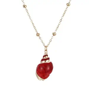 Pendentif Coquillage Bulot Rouge