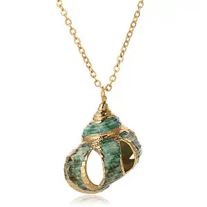 Pendentif Coquillage Turbo Vert Poli
