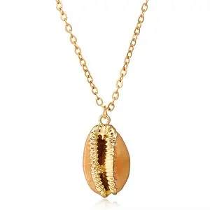 Pendentif Coquillage Graine De Café Dorée