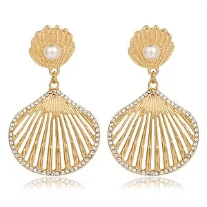 Boucles D'Oreilles Coquillages Coquilles, Perles Et Strass