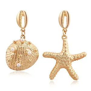 Boucles D'Oreilles Coquillages Dépareillées Coquille Et Étoile De Mer