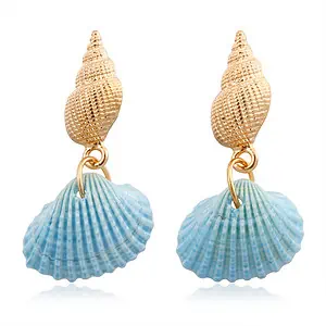 Boucles D'Oreilles Coquillages Bucardes Bleus