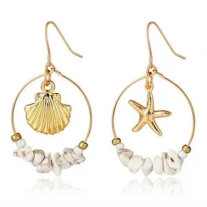 Boucles D'Oreilles Coquillages Créoles Étoile De Mer Et Coquille