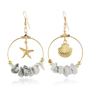 Boucles D'Oreilles Coquillages Créoles Coquille Et Étoile De Mer