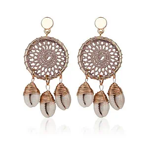 Boucles D'Oreilles Coquillages Attrape Rêves Gris